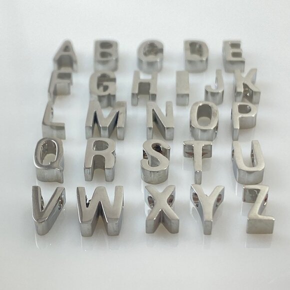 Silver Letter Initial Necklace Stainless Steel Tiny Cable Chain - Picture 7 of 9